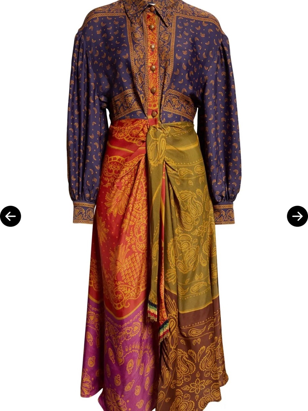 Multicolor Paisley Tie-Waist Midi Skirt - Picture 4 of 7